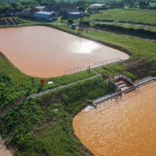Settlement ponds at Saltburn mine water treatment scheme