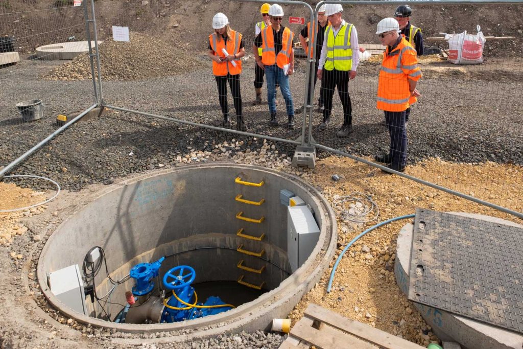 Inspecting one of the boreholes that will be used to abstract mine water from disused workings 150m below Gateshead (copyright Coal Authority 2023)